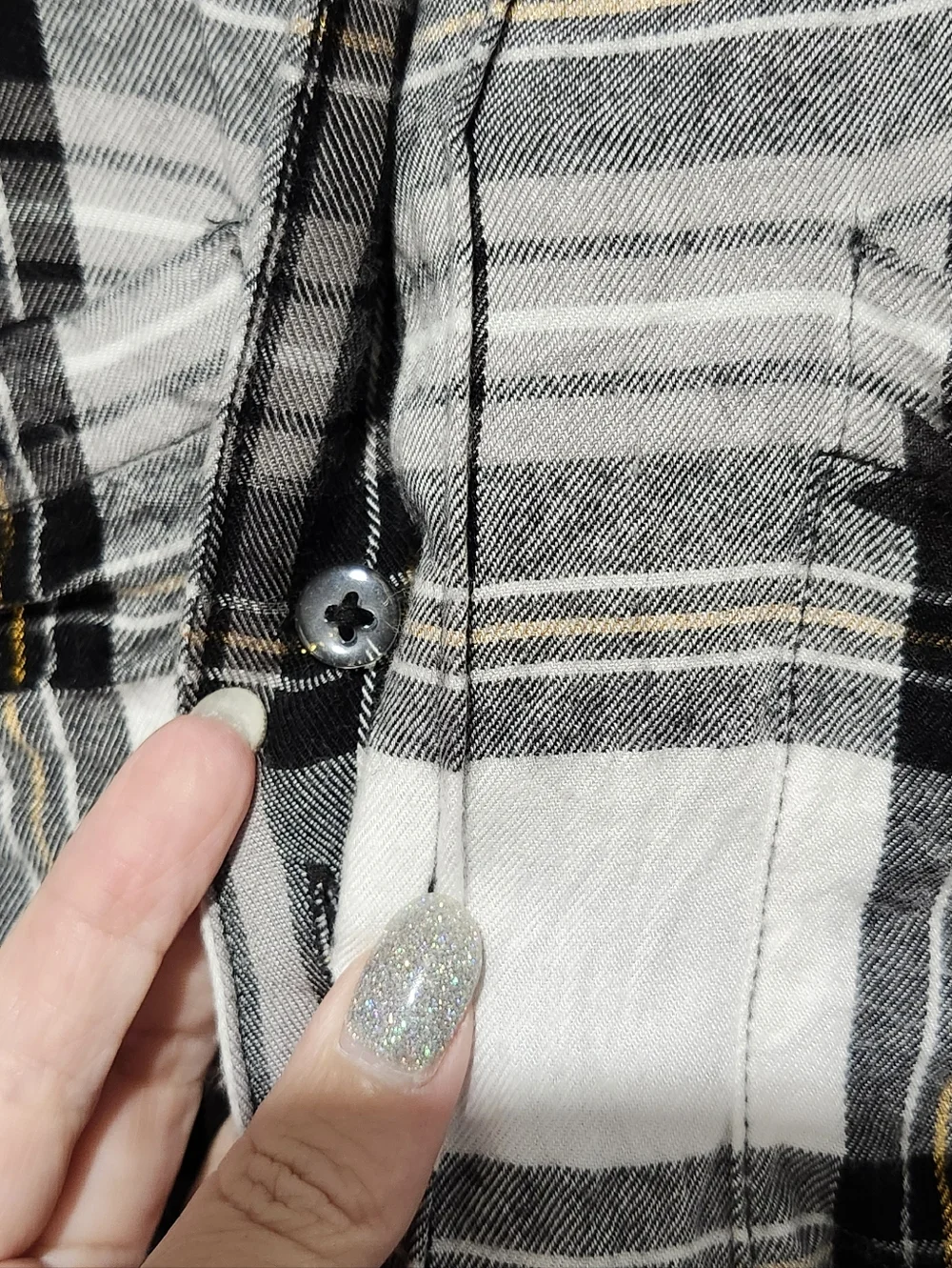 Lane Bryant Flannel Twilight Star Plaid No-Peek Button-Front Top Size 14/16